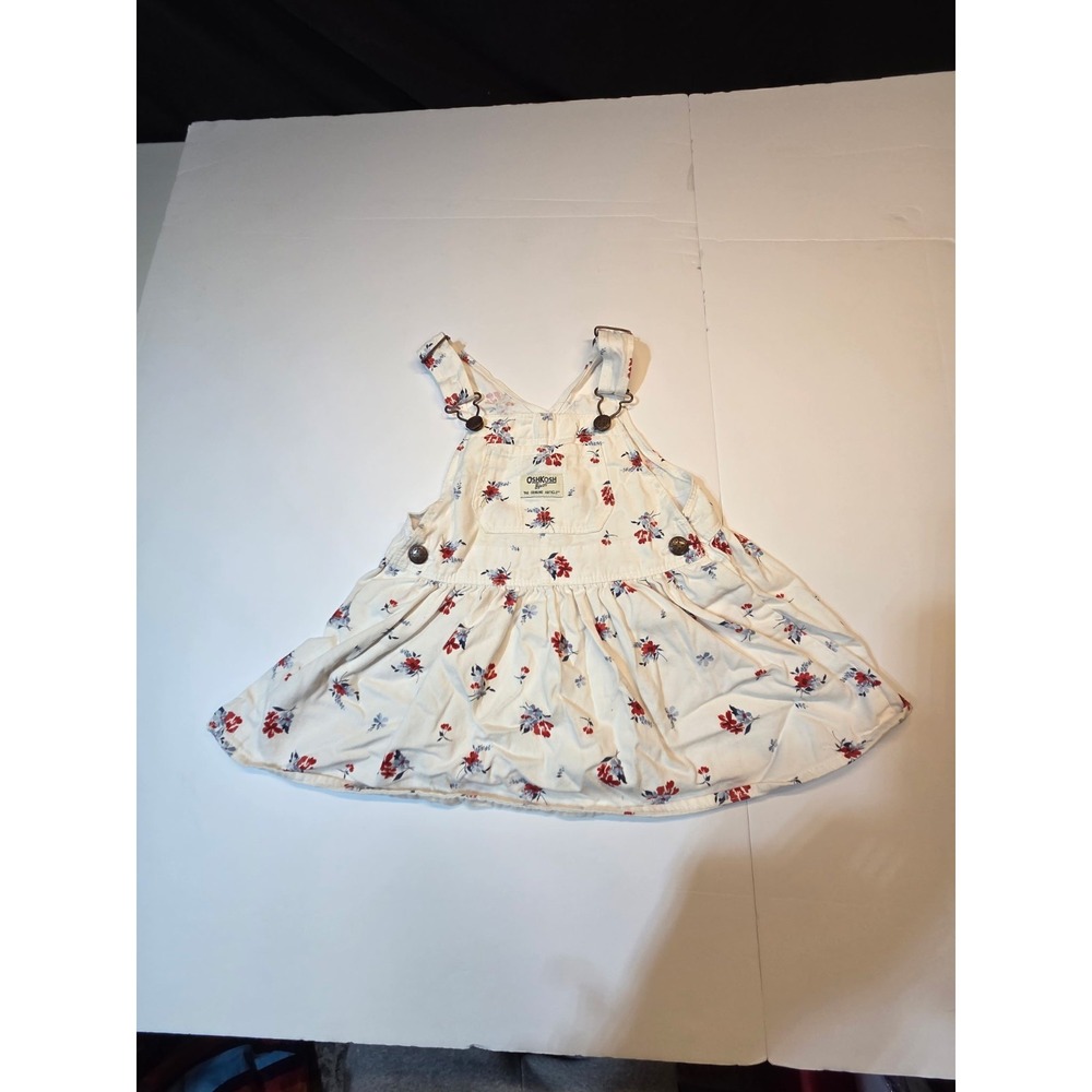 419 OshKosh B'gosh 2T Floral Overall Dress Toddler Girls 100% Cotton